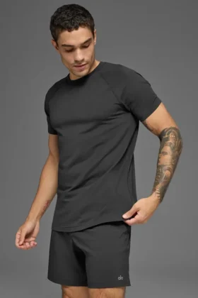 Camiseta de manga corta con cuello redondo Alo Vapor – Antracita