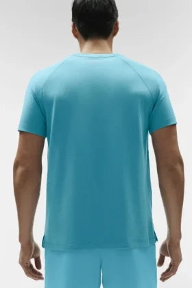 Camiseta de manga corta con cuello redondo Alo Vapor – Azul brisa