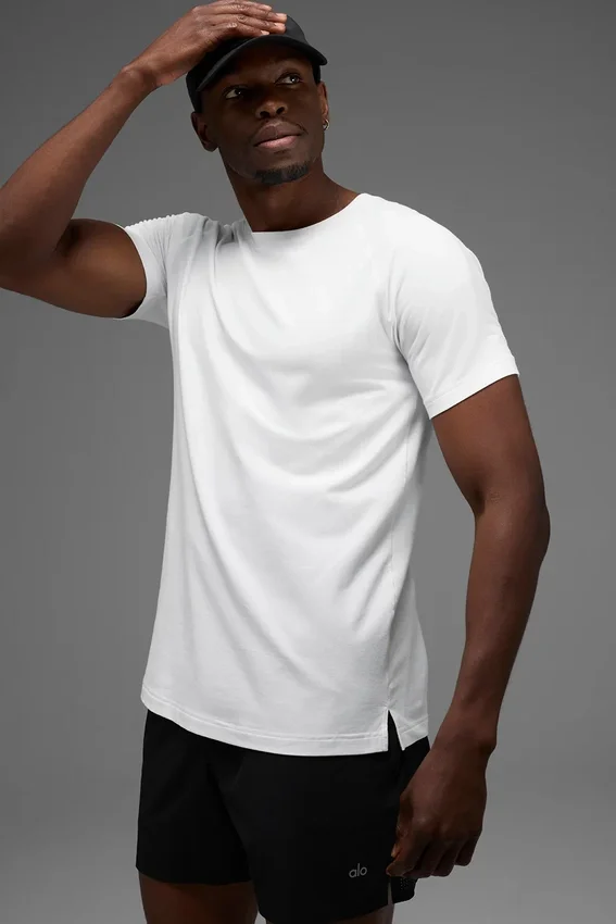 Camiseta de manga corta con cuello redondo Alo Vapor - Blanco