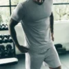 Camiseta de manga corta con cuello redondo Conquer Reform - Gris jaspeado deportivo