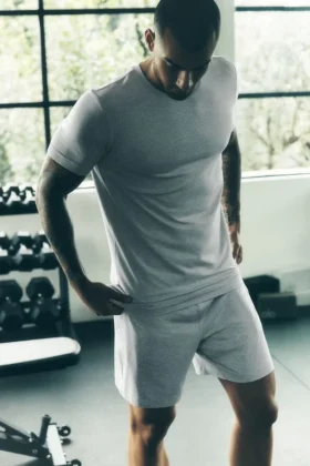 Camiseta de manga corta con cuello redondo Conquer Reform - Gris jaspeado deportivo