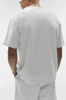 Camiseta de manga corta Double Take – Blanco jaspeado
