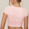 Camiseta de manga corta «My Serve» de algodón y cachemira - Rosa soleado/Blanco
