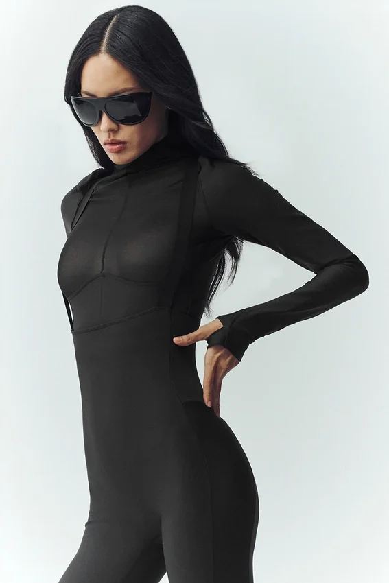 Camiseta de manga larga Airlift Winter Warm Mesh Ski Time — Negro