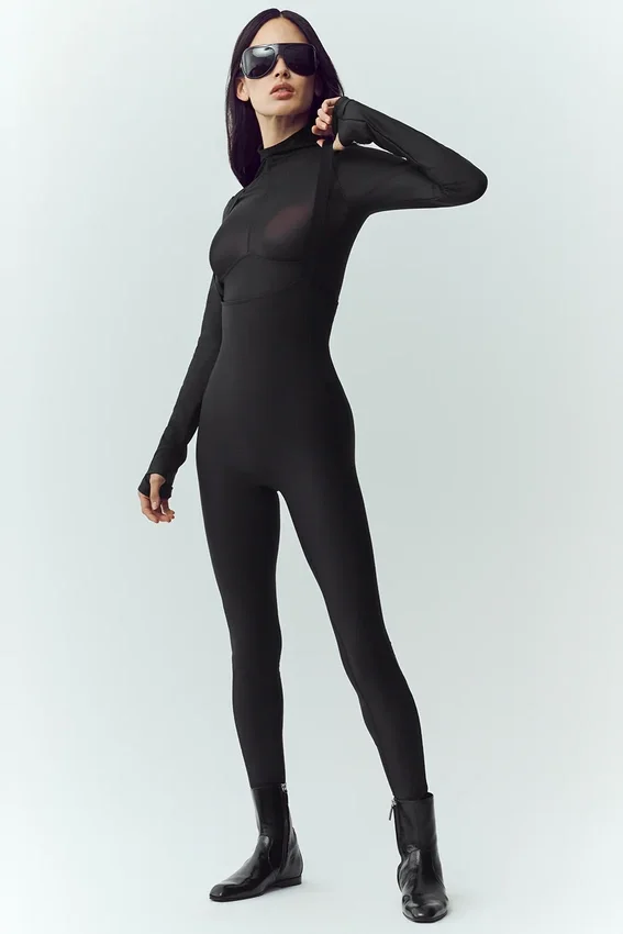 Camiseta de manga larga Airlift Winter Warm Mesh Ski Time — Negro