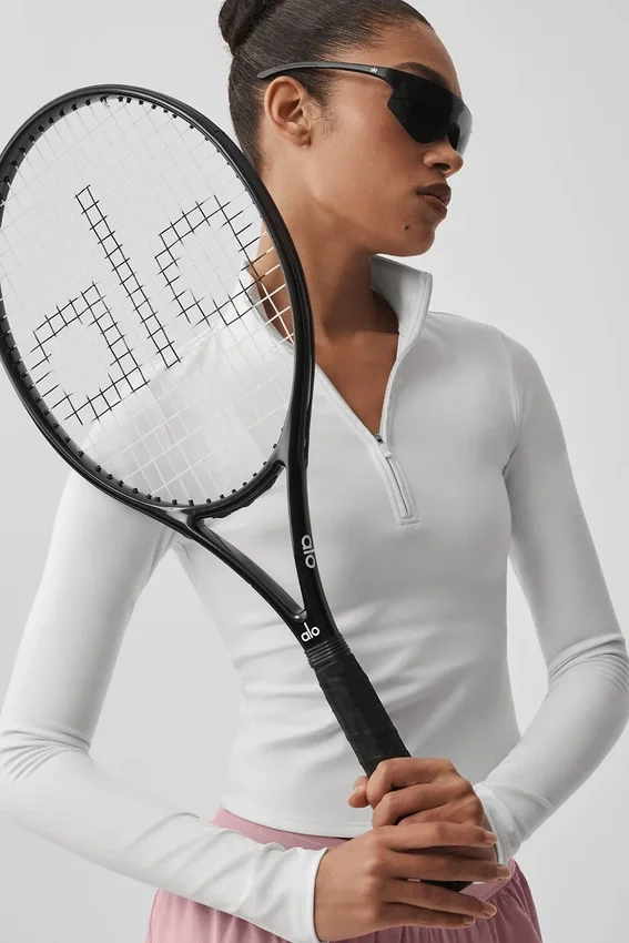Camiseta de manga larga con cremallera de 1/4 Alo Softsculpt Precision - Blanco