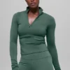 Camiseta de manga larga con cremallera de 1/4 Alo Softsculpt Precision - Verde trébol