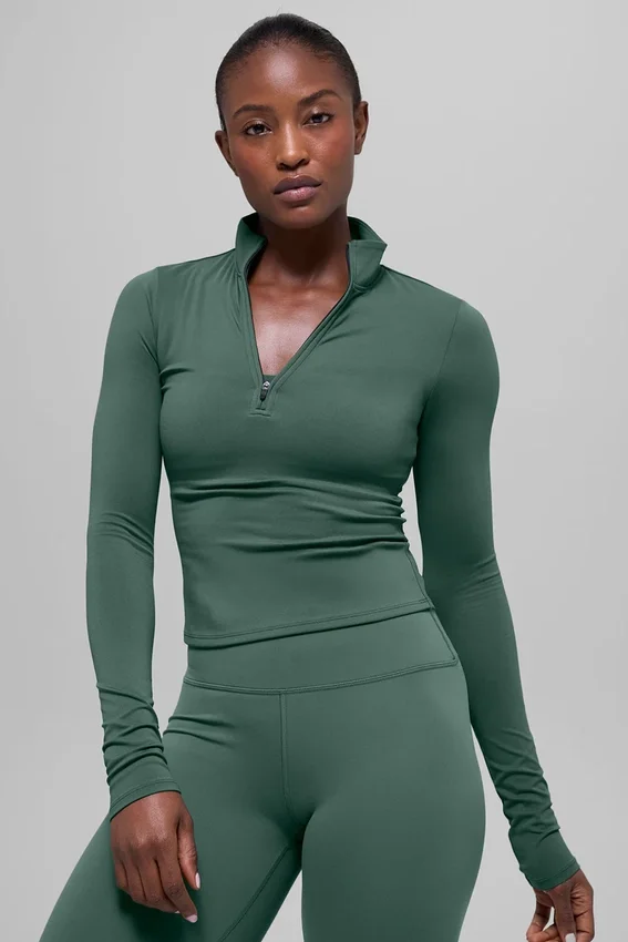 Camiseta de manga larga con cremallera de 1/4 Alo Softsculpt Precision - Verde trébol