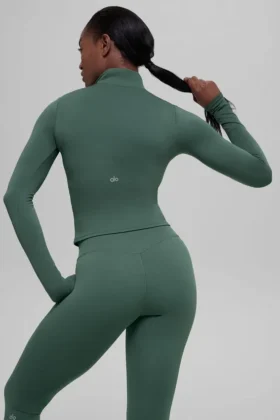 Camiseta de manga larga con cremallera de 1/4 Alo Softsculpt Precision – Verde trébol