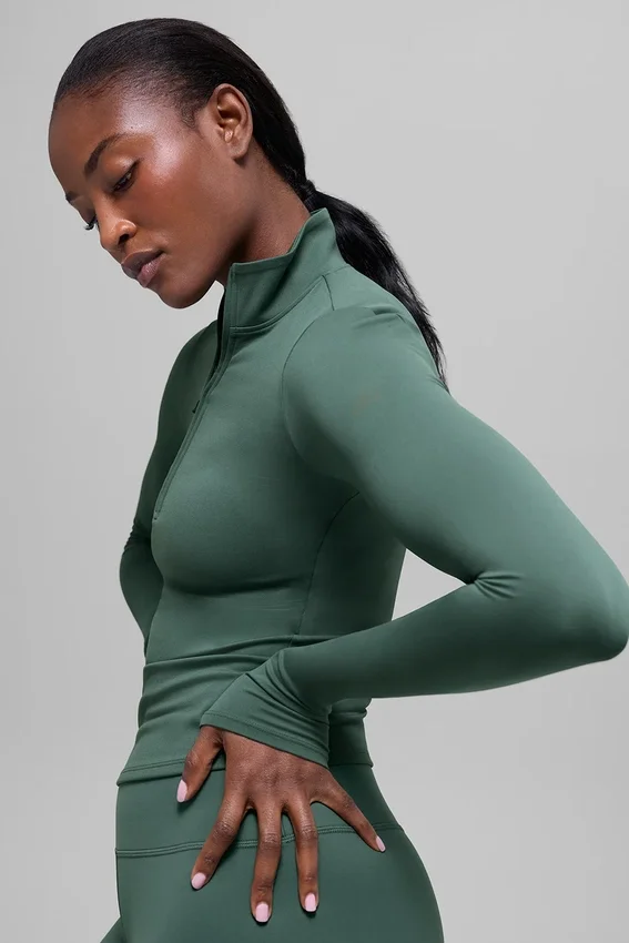 Camiseta de manga larga con cremallera de 1/4 Alo Softsculpt Precision - Verde trébol