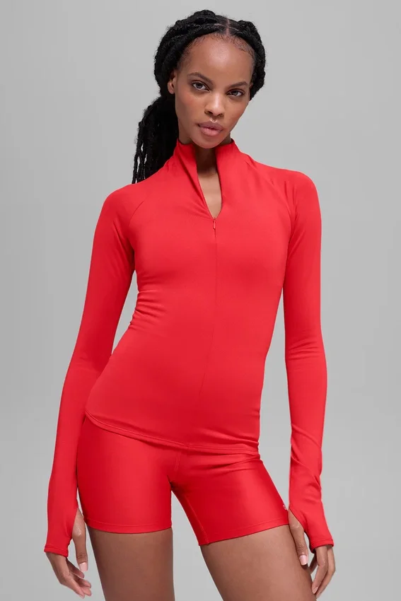 Camiseta de manga larga con cremallera de 1/4 de Airlift Winter Warm - Rojo brillante