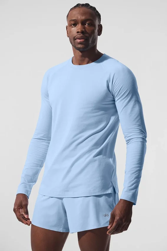 Camiseta de manga larga con cuello redondo Alo Vapor - Azul concha