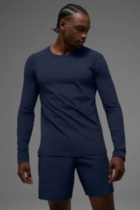 Camiseta de manga larga con cuello redondo Alo Vapor - Azul marino