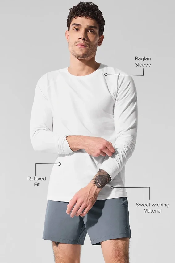 Camiseta de manga larga con cuello redondo Alo Vapor - Blanca