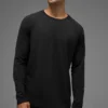 Camiseta de manga larga con cuello redondo Alo Vapor - Negro