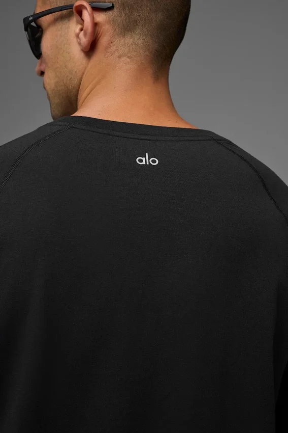 Camiseta de manga larga con cuello redondo Alo Vapor - Negro