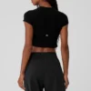 Camiseta de pantalones cortos de manga corta acanalada Sea Coast — Negro