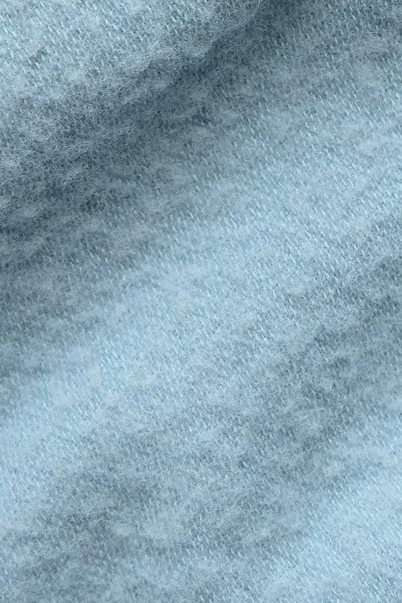 Camiseta de pantalones cortos de manga corta sin costuras, cálida y mullida para el invierno - Azul celestial