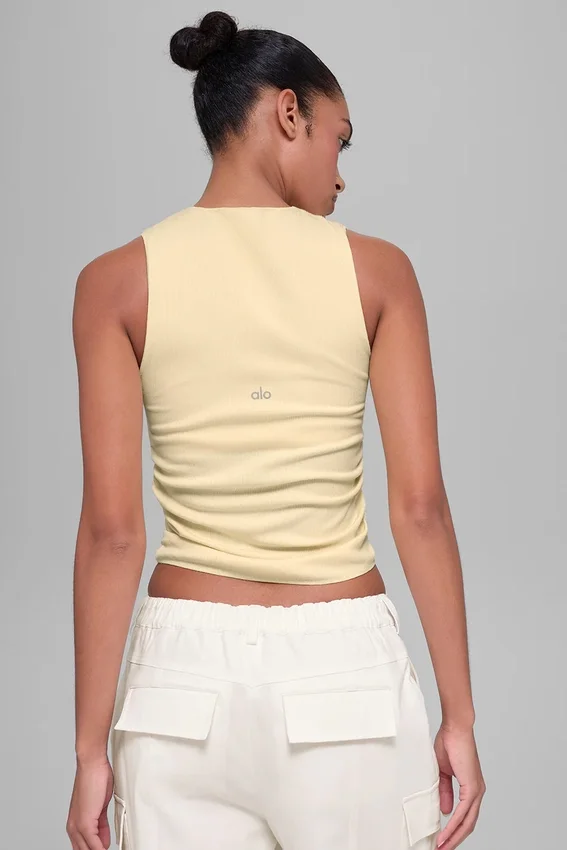 Camiseta de tirantes acanalada En Pointe - Amarillo luz de vela