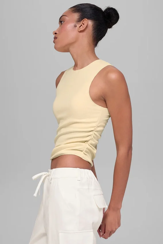 Camiseta de tirantes acanalada En Pointe - Amarillo luz de vela