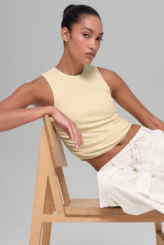 Camiseta de tirantes acanalada En Pointe - Amarillo luz de vela