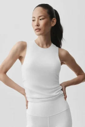 Camiseta de tirantes acanalada «En Pointe» - Blanco