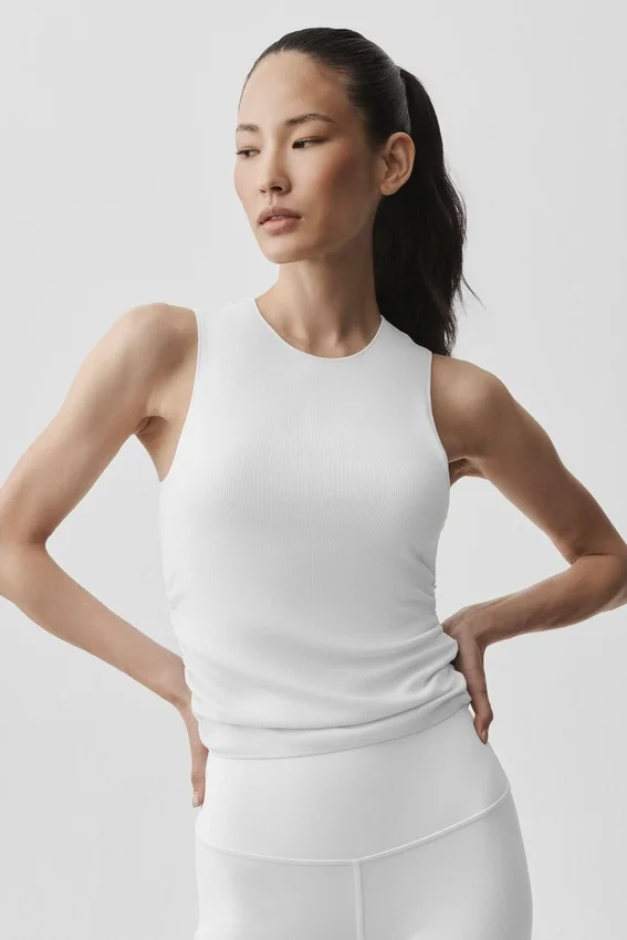 Camiseta de tirantes acanalada «En Pointe» - Blanco