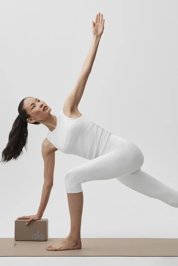 Camiseta de tirantes acanalada «En Pointe» - Blanco