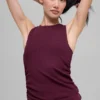 Camiseta de tirantes acanalada En Pointe - Burdeos