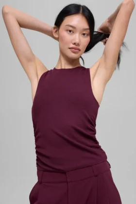 Camiseta de tirantes acanalada En Pointe - Burdeos