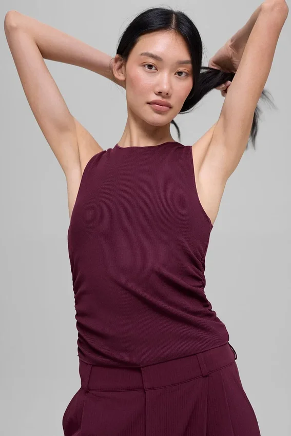 Camiseta de tirantes acanalada En Pointe - Burdeos