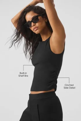 Camiseta de tirantes acanalada En Pointe – Negro