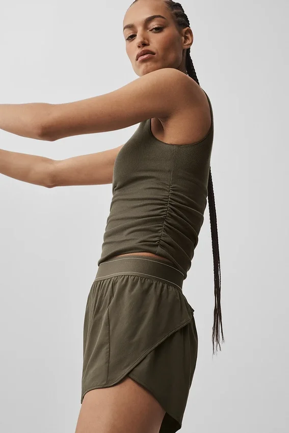Camiseta de tirantes acanalada En Pointe - Olivo