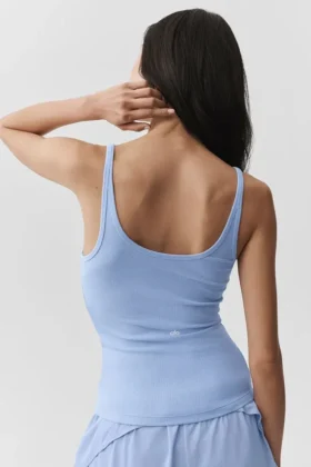 Camiseta de tirantes Adore acanalada – Azul Provenza claro