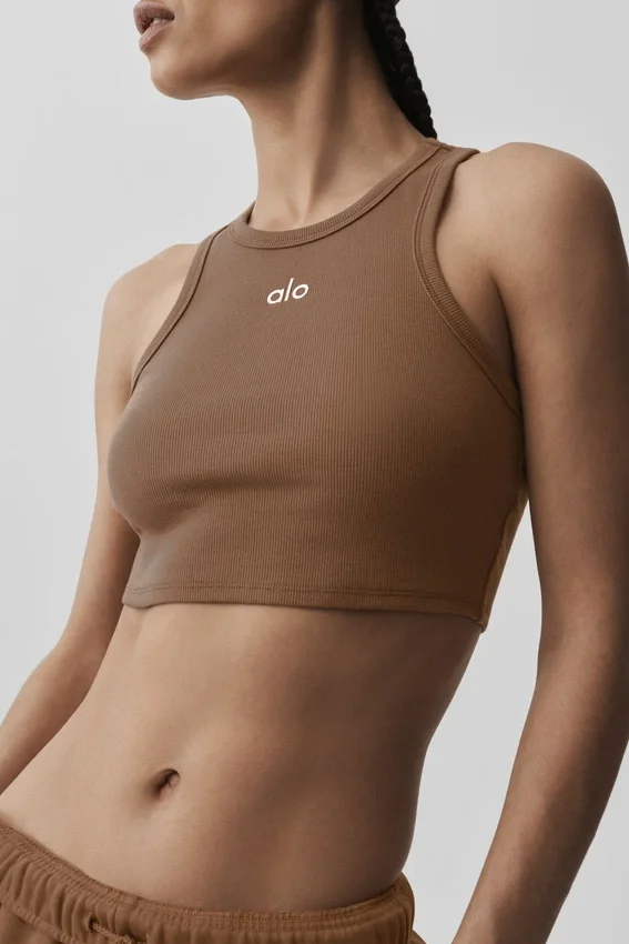 Camiseta de tirantes Aspire - Marrón bronceado/Blanco