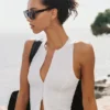Camiseta de tirantes con cremallera completa Alosoft Level Up - Blanco