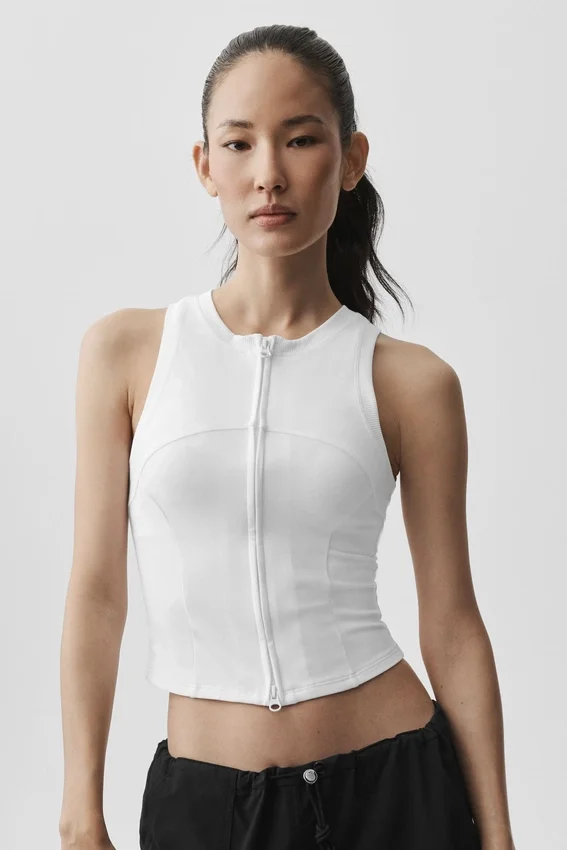Camiseta de tirantes con cremallera completa Alosoft Level Up - Blanco