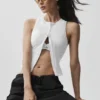 Camiseta de tirantes con cremallera completa Alosoft Level Up - Blanco