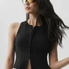 Camiseta de tirantes con cremallera completa Alosoft Level Up - Negro