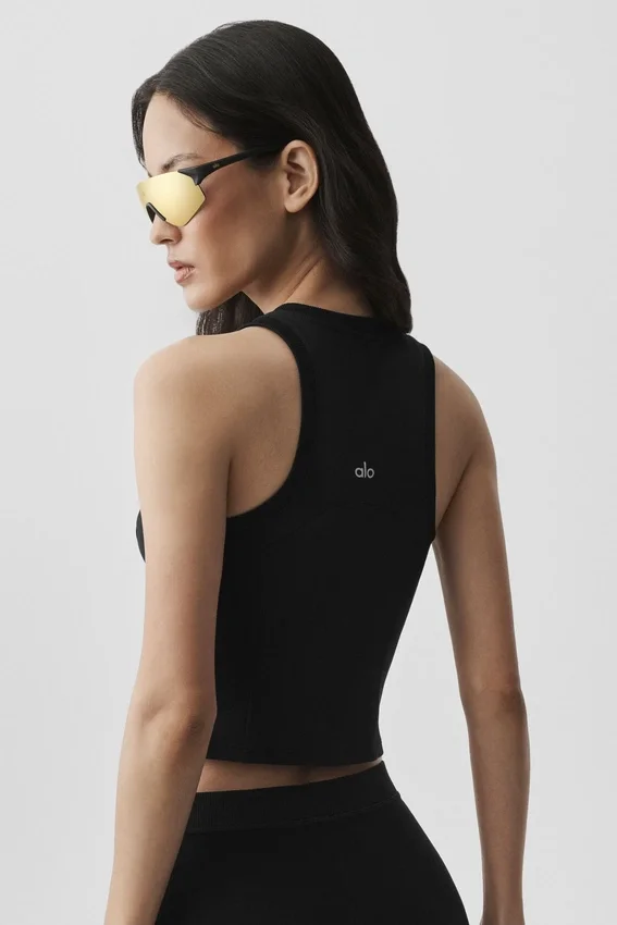 Camiseta de tirantes con cremallera completa Alosoft Level Up - Negro