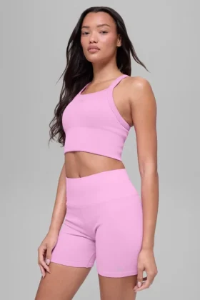 Camiseta de tirantes con sostén acanalado sin costuras Favorite – Rosa Candy Heart