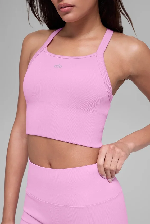 Camiseta de tirantes con sostén acanalado sin costuras Favorite - Rosa Candy Heart
