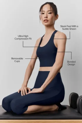 Camiseta de tirantes con sostén Airlift Super Sleek – Azul marino