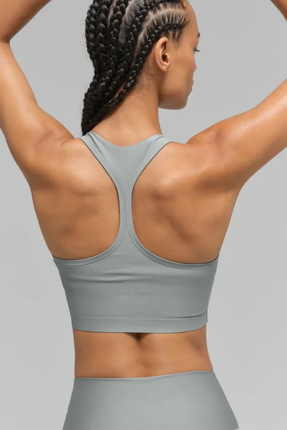 Camiseta de tirantes con sostén Airlift Super Sleek - Gris lunar