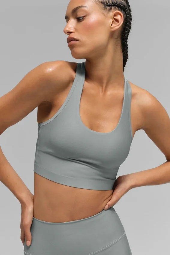 Camiseta de tirantes con sostén Airlift Super Sleek - Gris lunar