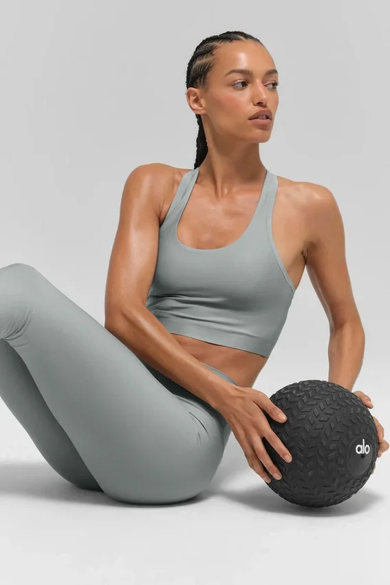 Camiseta de tirantes con sostén Airlift Super Sleek - Gris lunar