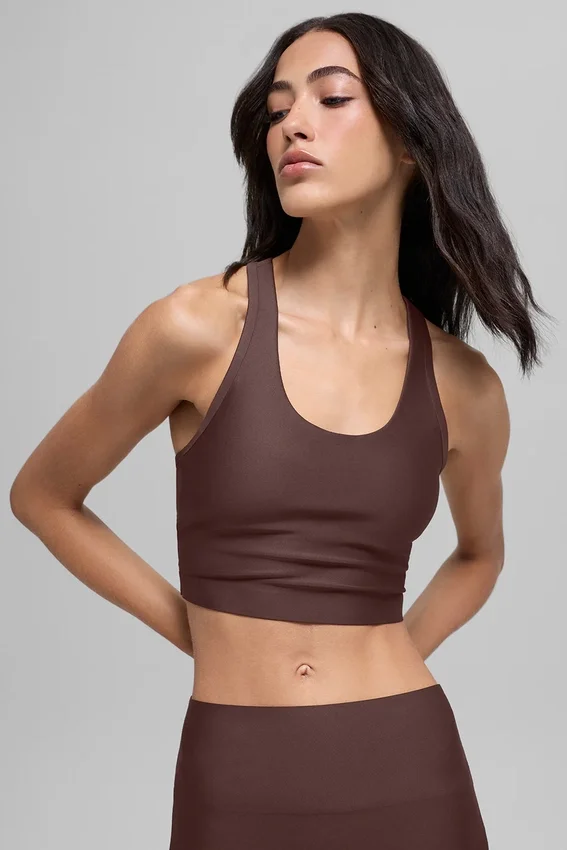Camiseta de tirantes con sostén Airlift Super Sleek - Marrón piedra