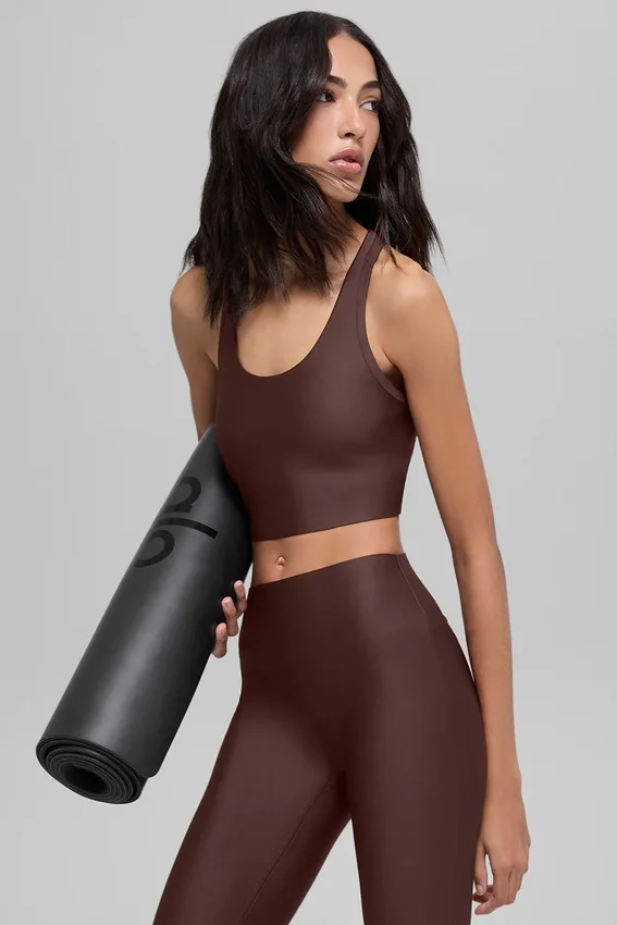 Camiseta de tirantes con sostén Airlift Super Sleek - Marrón piedra