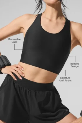 Camiseta de tirantes con sostén Airlift Super Sleek – Negro