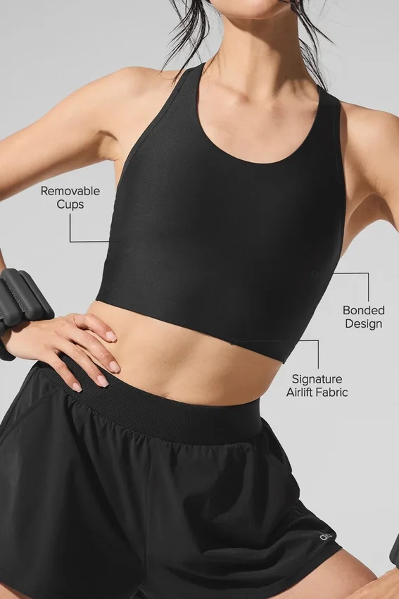 Camiseta de tirantes con sostén Airlift Super Sleek - Negro